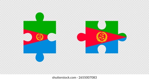 Piezas del rompecabezas con la bandera de Eritrea.