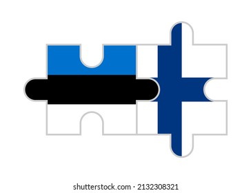 puzzle pieces of estonia and finland flags. vector illustration isolated on white background
