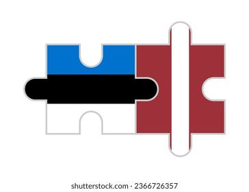 puzzle pieces of estonia and latvia flags. vector illustration isolated on white background