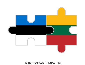 puzzle pieces of estonia and lithuania flags. vector illustration isolated on white background