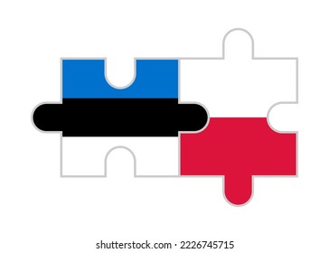 puzzle pieces of estonia and poland flags. vector illustration isolated on white background