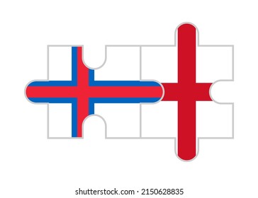 puzzle pieces of faroe islands and england flags. vector illustration isolated on white background