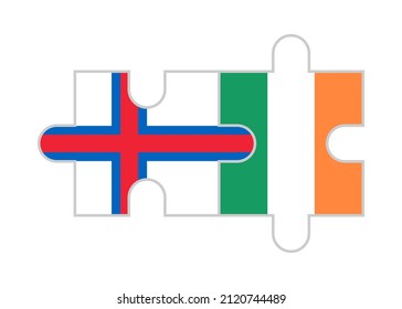 puzzle pieces of faroe islands and ireland flags. vector illustration isolated on white background
