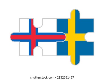 puzzle pieces of faroe islands and sweden flags. vector illustration isolated on white background
