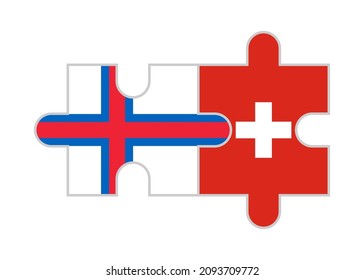 puzzle pieces of faroe islands and switzerland flags. vector illustration isolated on white background	

