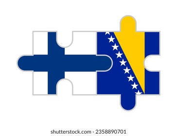 puzzle pieces of finland and bosnia flags. vector illustration isolated on white background