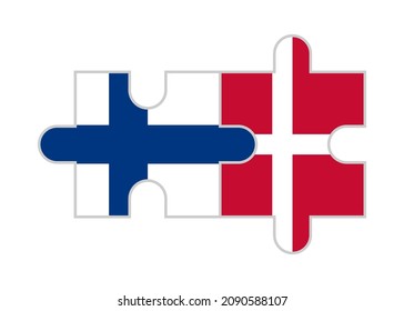 puzzle pieces of finland and denmark flags. vector illustration isolated on white background
