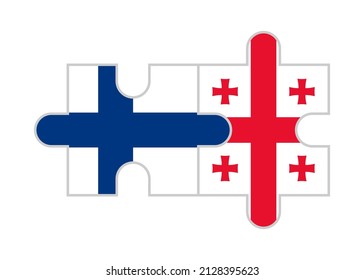 puzzle pieces of finland and georgia flags. vector illustration isolated on white background	
