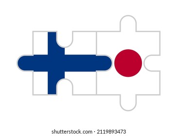 puzzle pieces of finland and japan flags. vector illustration isolated on white background