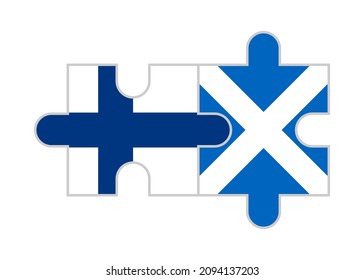 puzzle pieces of finland and scotland flags. vector illustration isolated on white background	

