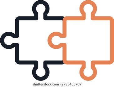 Puzzle Pieces Fitting Tog Line Due Icon Design