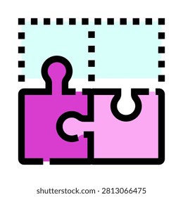 Puzzle pieces fitting together, symbolizing connection, teamwork, problem solving, and achieving a complete solution for business, strategy, and idea development