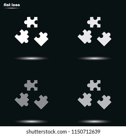 Puzzle pieces flat grayscale vector icon.
