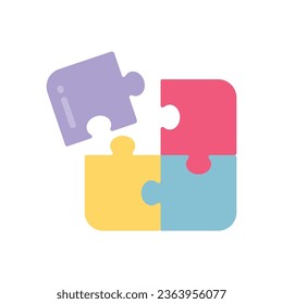 Puzzle pieces flat icon design for mobile concept and web apps design. Colorful illustration