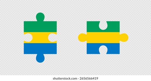 Piezas del rompecabezas con la bandera de Gabón.