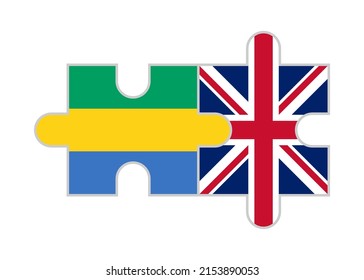 puzzle pieces of gabon and united kingdom flags. vector illustration isolated on white background