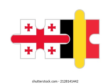 puzzle pieces of georgia and belgium flags. vector illustration isolated on white background