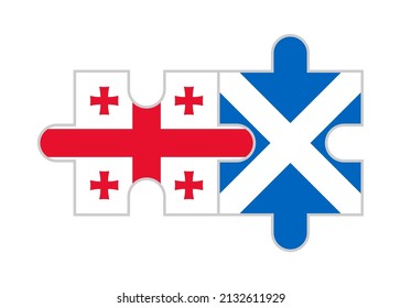 puzzle pieces of georgia and scotland flags. vector illustration isolated on white background	
