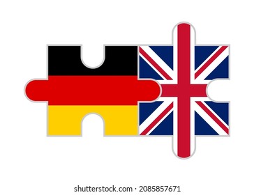 puzzle pieces of germany and british flags. vector illustration isolated on white background