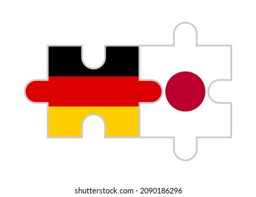 puzzle pieces of germany and japan flags. vector illustration isolated on white background
