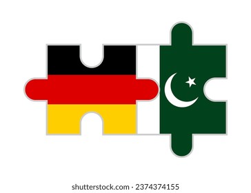 puzzle pieces of germany and pakistan flags. vector illustration isolated on white background