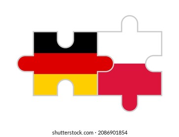 puzzle pieces of germany and poland flags. vector illustration isolated on white background