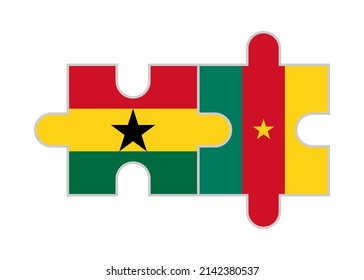 puzzle pieces of ghana and cameroon flags. vector illustration isolated on white background