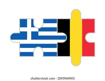 puzzle pieces of greece and belgium flags. vector illustration isolated on white background	