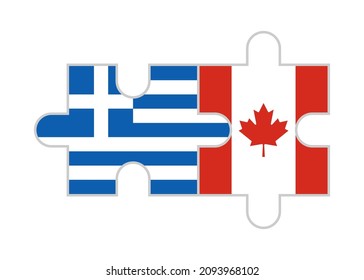 puzzle pieces of greece and canada flags. vector illustration isolated on white background	
