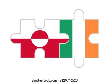 puzzle pieces of greenland and ireland flags. vector illustration isolated on white background
