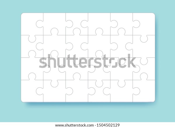 Puzzle Pieces Grid Jigsaw Puzzle 24 Stock Vector Royalty Free