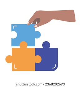 puzzle pieces and hand vector isolated