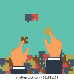Puzzle pieces in hands