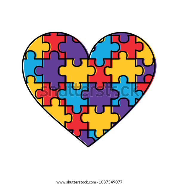 Puzzle Pieces Heart Love Icon Image Stock Vector (Royalty Free ...