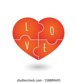 Puzzle pieces in heart shape