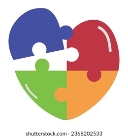 puzzle pieces in heart shape vector isolated