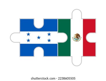 puzzle pieces of honduras and mexico flags. vector illustration isolated on white background