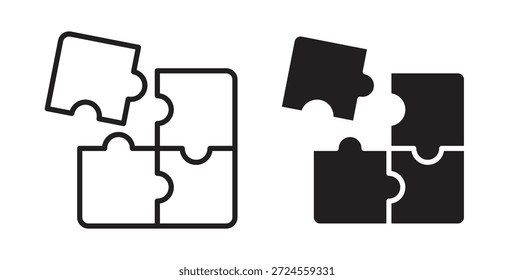 Icono de piezas de rompecabezas en estilo doodle y stroke.