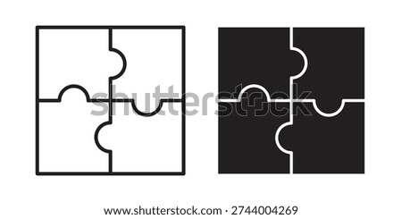 Puzzle pieces icon in editable style. Vector icon graphics