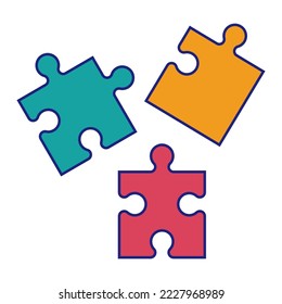 Puzzle Pieces Icon Flat Design Vector