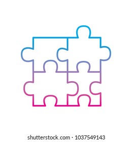 puzzle pieces icon image vector illustration design  blue to purple line