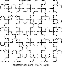puzzle pieces icon image vector illustration design  black dotted line