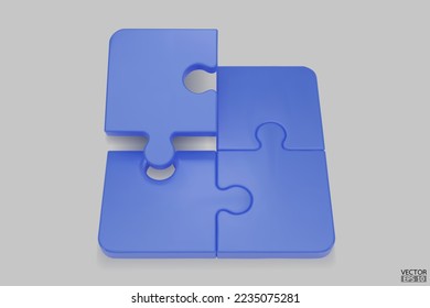 Puzzle pieces icon isolated on white background. Colorful jigsaw puzzle cube, strategy jigsaw business, and education. Puzzle, jigsaw, incomplete data concept. 3d vector illustration.