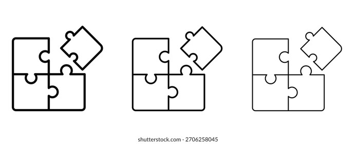 Puzzle pieces icon linear style sign for mobile concept and web design.