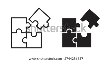 Puzzle pieces icon. Outline and flat icons collection. EPS10