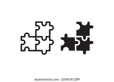 Puzzle pieces icon in outline and solid Vector