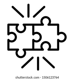 Puzzle pieces icon. Outline puzzle pieces vector icon for web design isolated on white background