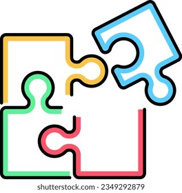 Puzzle pieces icon. Outline vector icon with editable strokes