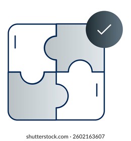 Puzzle Pieces Icon. Solution, Strategy, Collaboration Concept. Illustration for Problem Solving Concept.