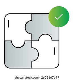 Puzzle Pieces Icon. Solution, Strategy, Collaboration Concept. Illustration for Problem Solving Concept.